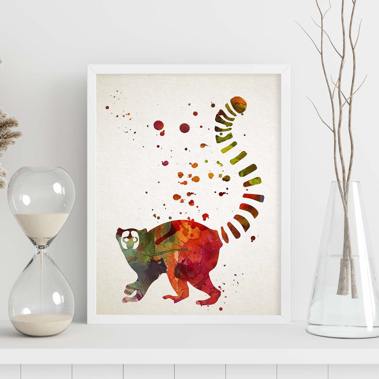 Poster de Lemur estilo acuarela. Láminas de animales con estilo acuarela-Artwork-Nacnic-Nacnic Estudio SL