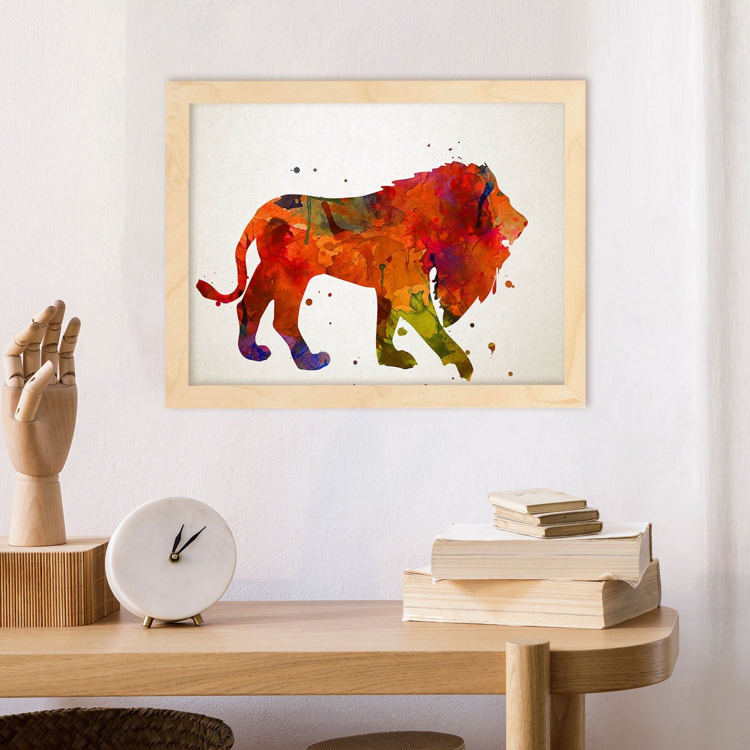 Poster de León estilo acuarela. Láminas de animales con estilo acuarela-Artwork-Nacnic-Nacnic Estudio SL