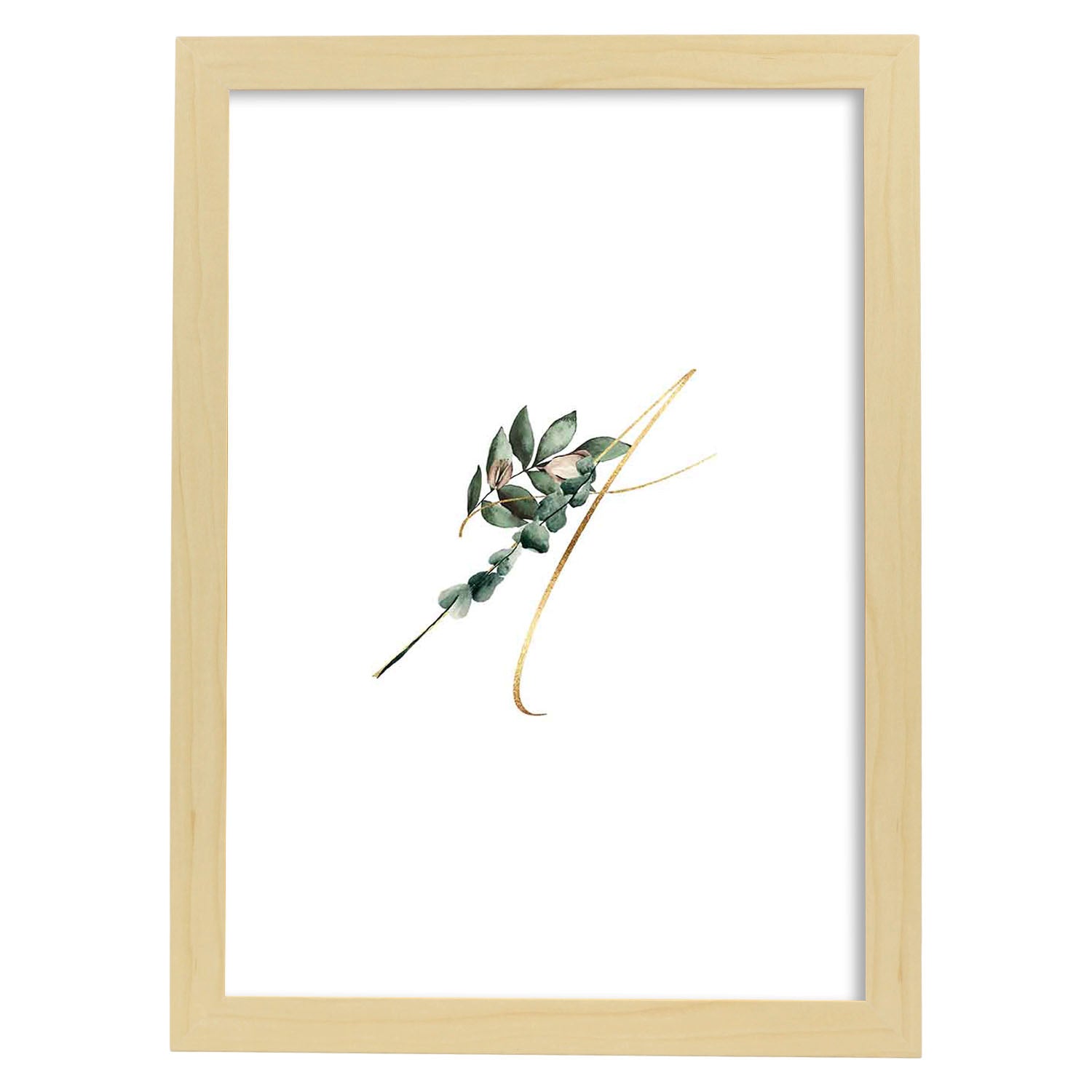 Poster de letra A. Lámina estilo Verde Fino con imágenes del alfabeto.-Artwork-Nacnic-A3-Marco Madera clara-Nacnic Estudio SL