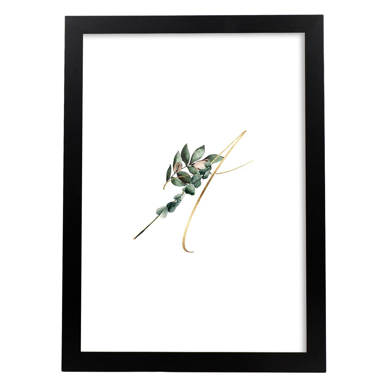 Poster de letra A. Lámina estilo Verde Fino con imágenes del alfabeto.-Artwork-Nacnic-A3-Marco Negro-Nacnic Estudio SL