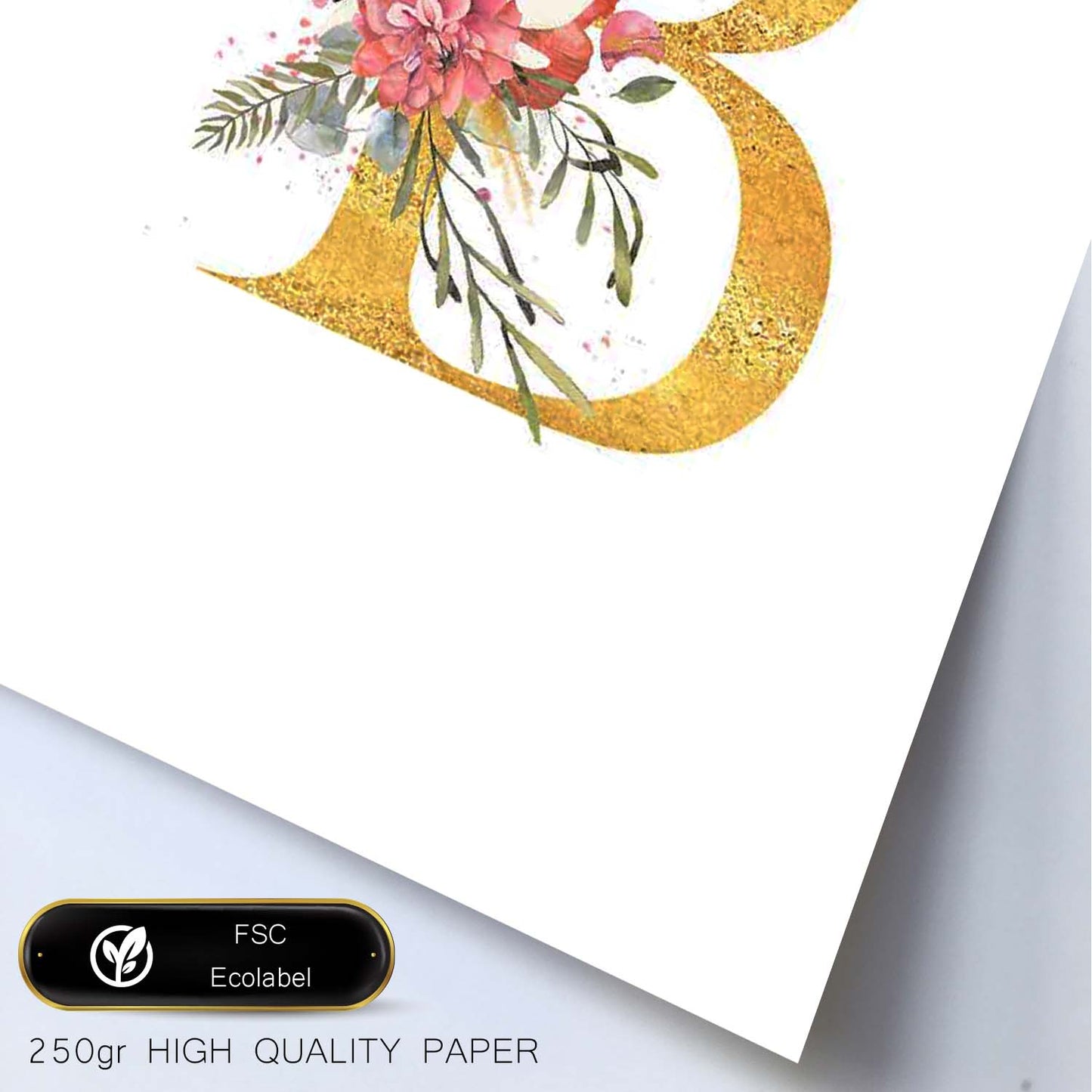 Poster de letra B. Lámina estilo Dorado Rosa con imágenes del alfabeto.-Artwork-Nacnic-Nacnic Estudio SL