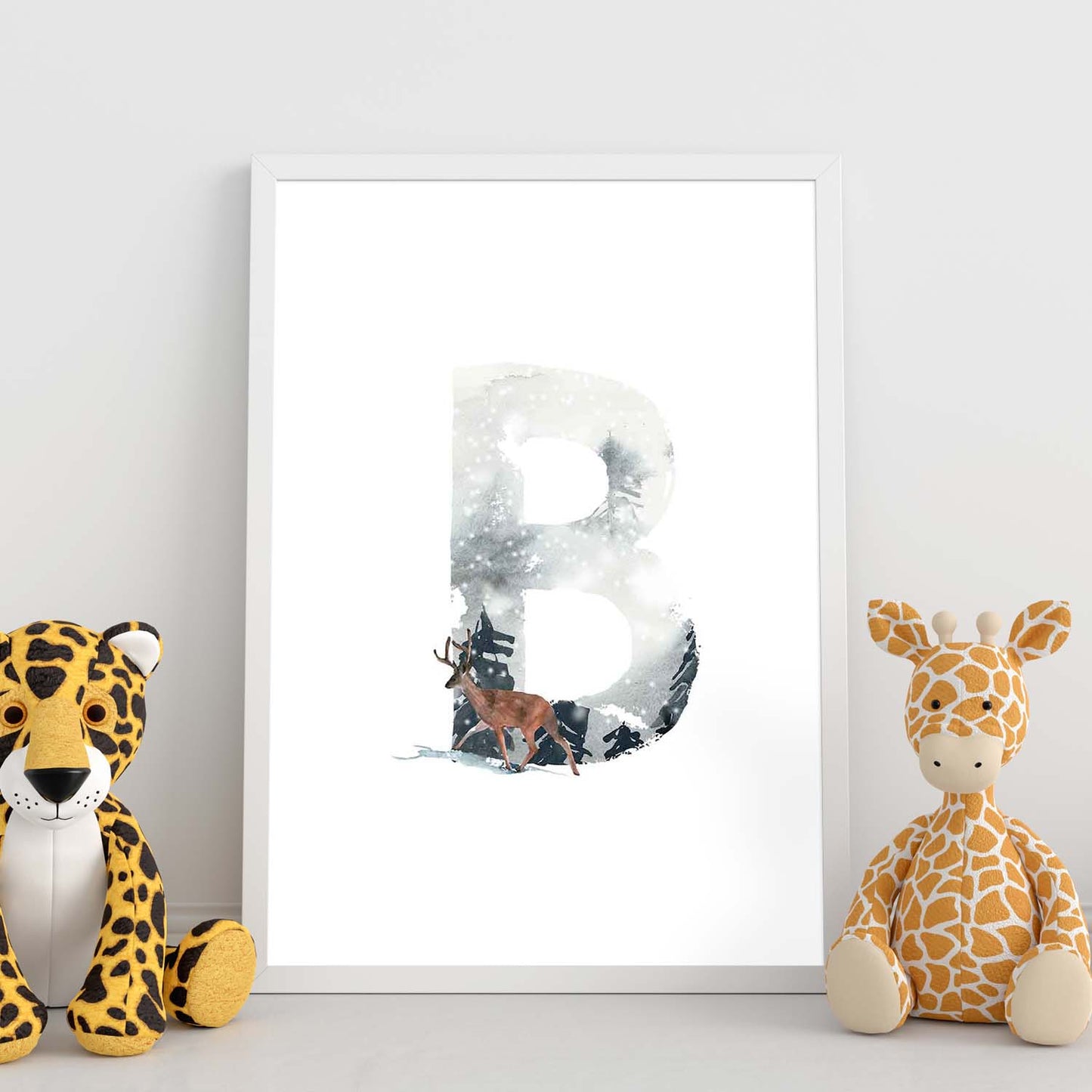 Poster de letra B. Lámina estilo Invierno con imágenes del alfabeto.-Artwork-Nacnic-Nacnic Estudio SL