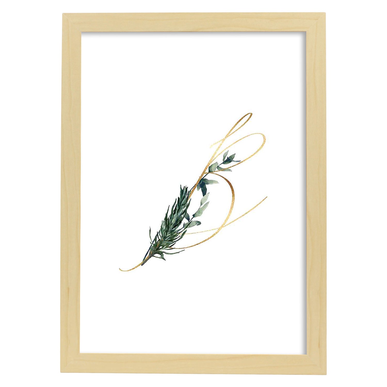 Poster de letra B. Lámina estilo Verde Fino con imágenes del alfabeto.-Artwork-Nacnic-A3-Marco Madera clara-Nacnic Estudio SL