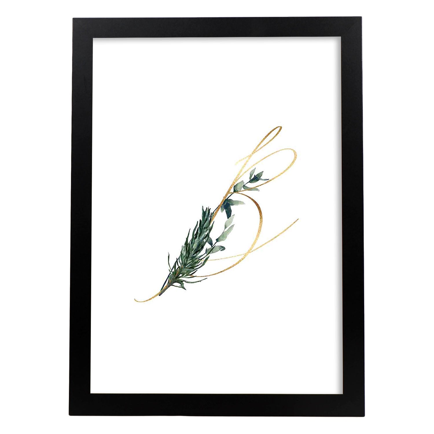 Poster de letra B. Lámina estilo Verde Fino con imágenes del alfabeto.-Artwork-Nacnic-A4-Marco Negro-Nacnic Estudio SL