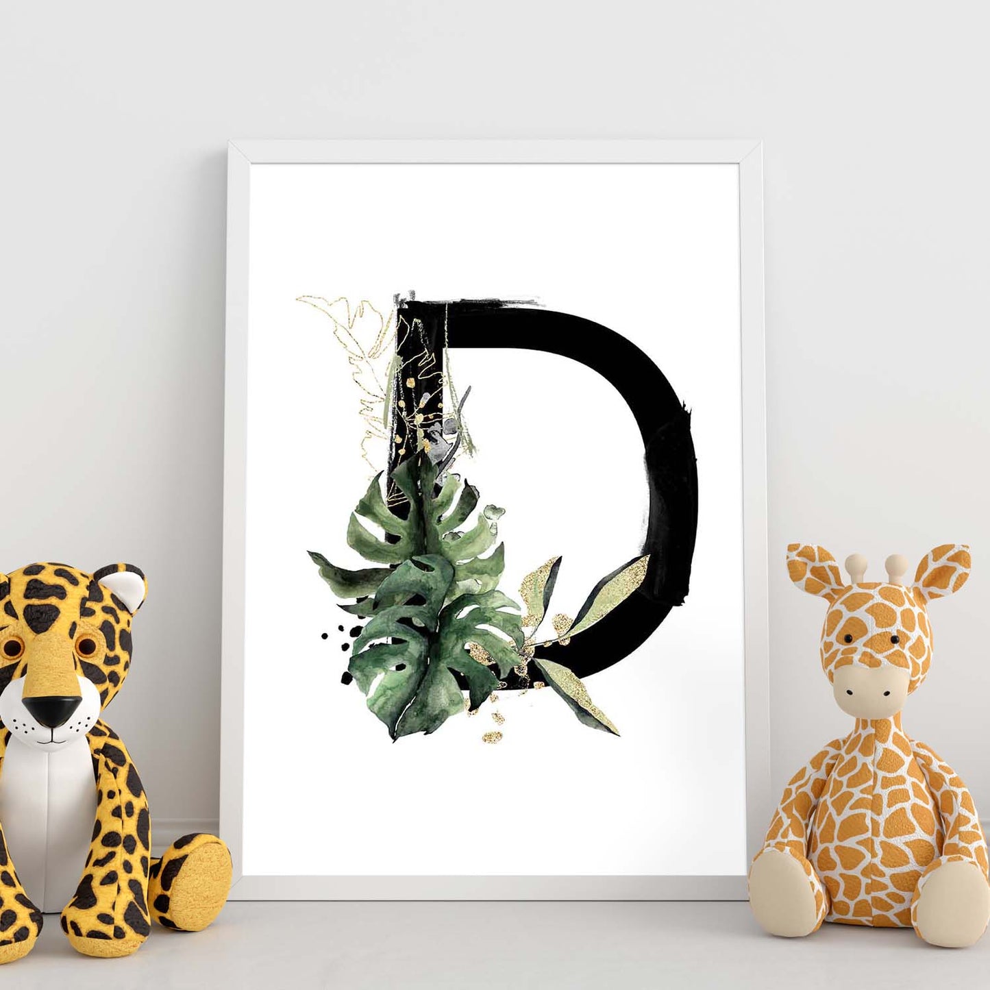 Poster de letra D. Lámina estilo Jungla Negra con imágenes del alfabeto.-Artwork-Nacnic-Nacnic Estudio SL