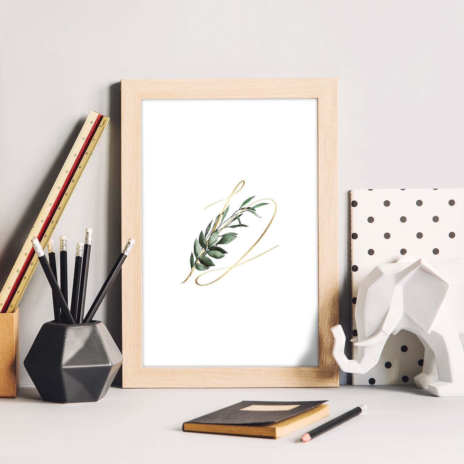Poster de letra D. Lámina estilo Verde Fino con imágenes del alfabeto.-Artwork-Nacnic-Nacnic Estudio SL