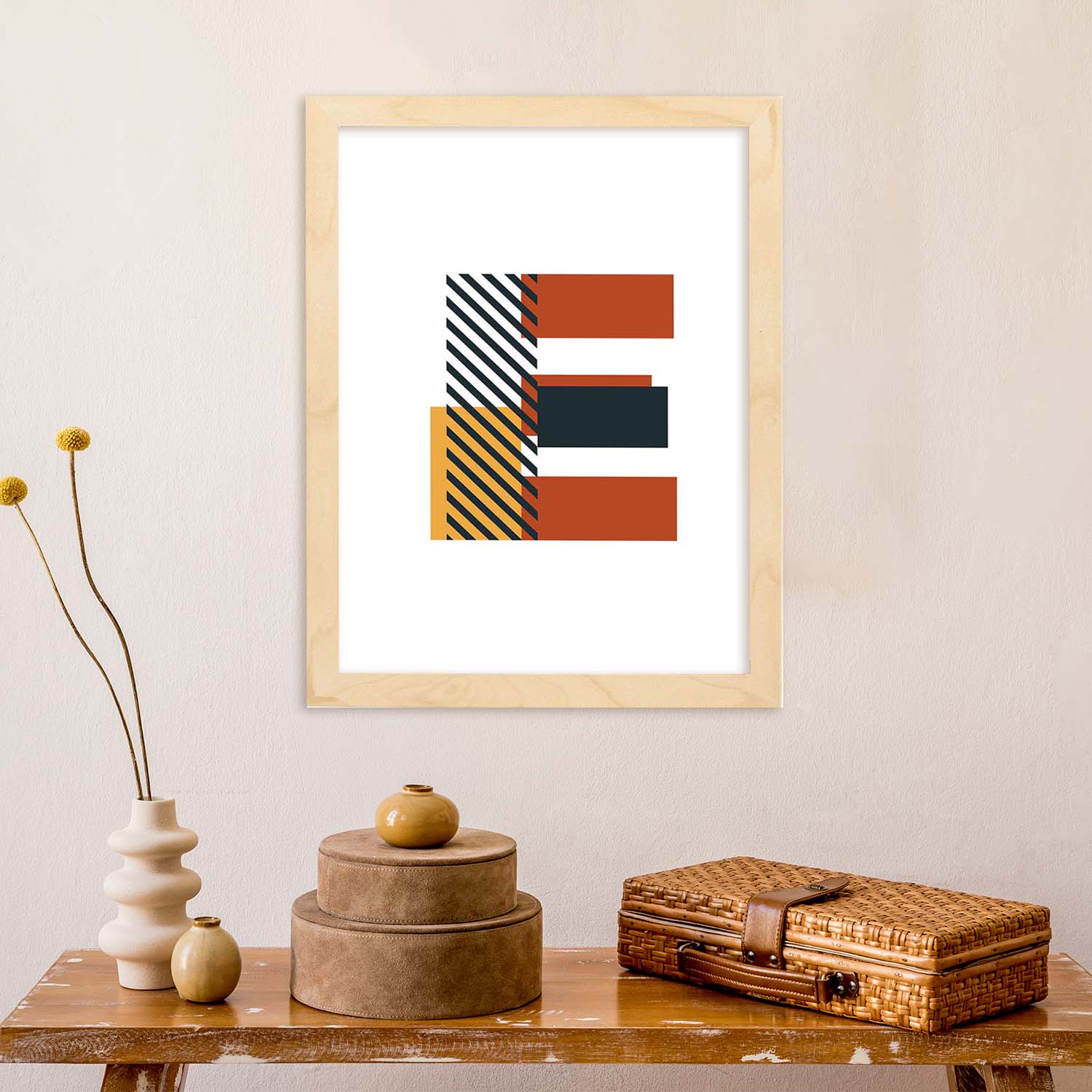 Poster de letra E. Lámina estilo Geometria con imágenes del alfabeto.-Artwork-Nacnic-Nacnic Estudio SL