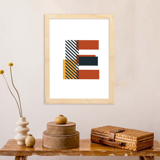 Poster de letra E. Lámina estilo Geometria con imágenes del alfabeto.-Artwork-Nacnic-Nacnic Estudio SL