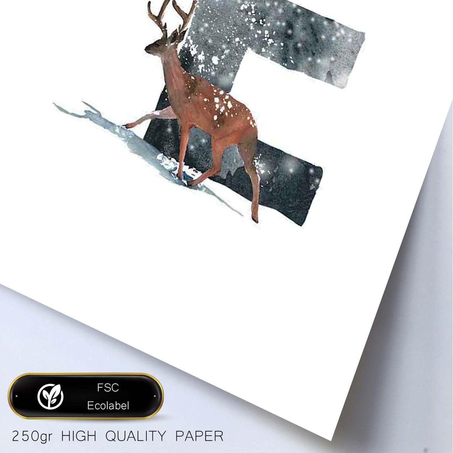 Poster de letra E. Lámina estilo Invierno con imágenes del alfabeto.-Artwork-Nacnic-Nacnic Estudio SL