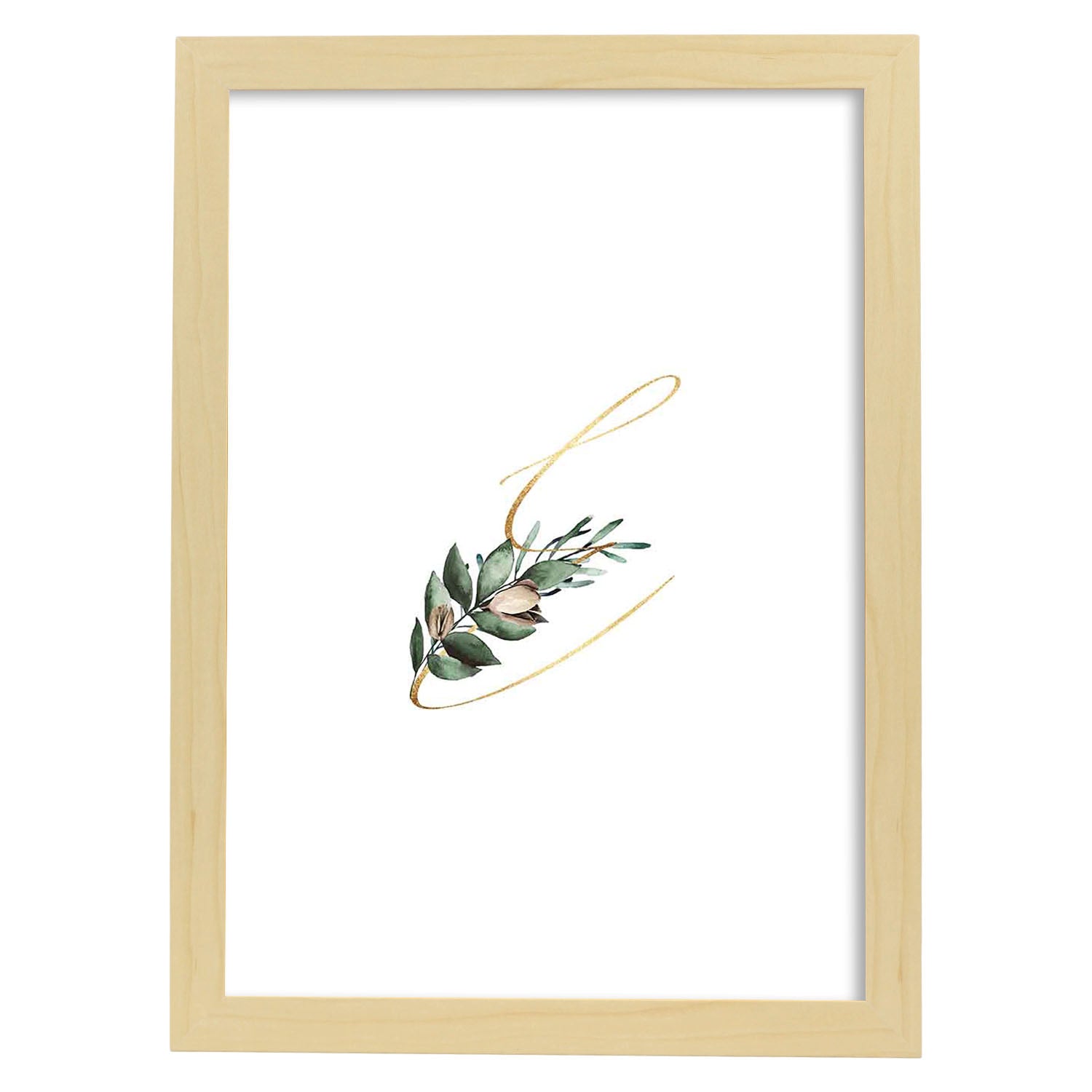 Poster de letra E. Lámina estilo Verde Fino con imágenes del alfabeto.-Artwork-Nacnic-A4-Marco Madera clara-Nacnic Estudio SL