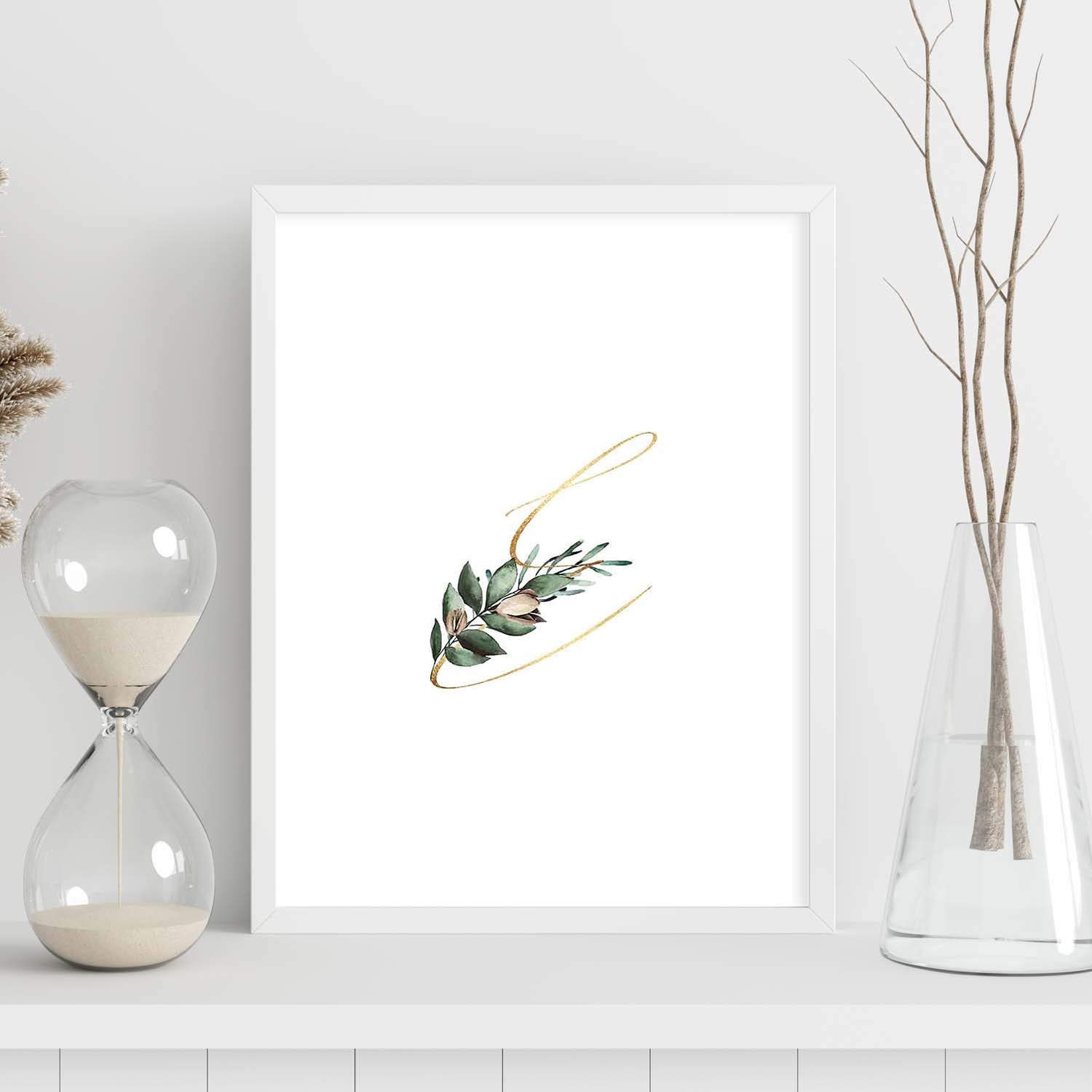 Poster de letra E. Lámina estilo Verde Fino con imágenes del alfabeto.-Artwork-Nacnic-Nacnic Estudio SL