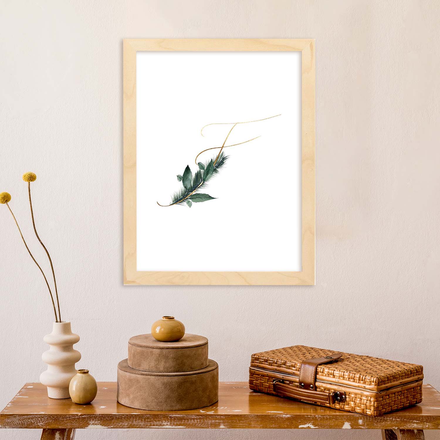 Poster de letra F. Lámina estilo Verde Fino con imágenes del alfabeto.-Artwork-Nacnic-Nacnic Estudio SL