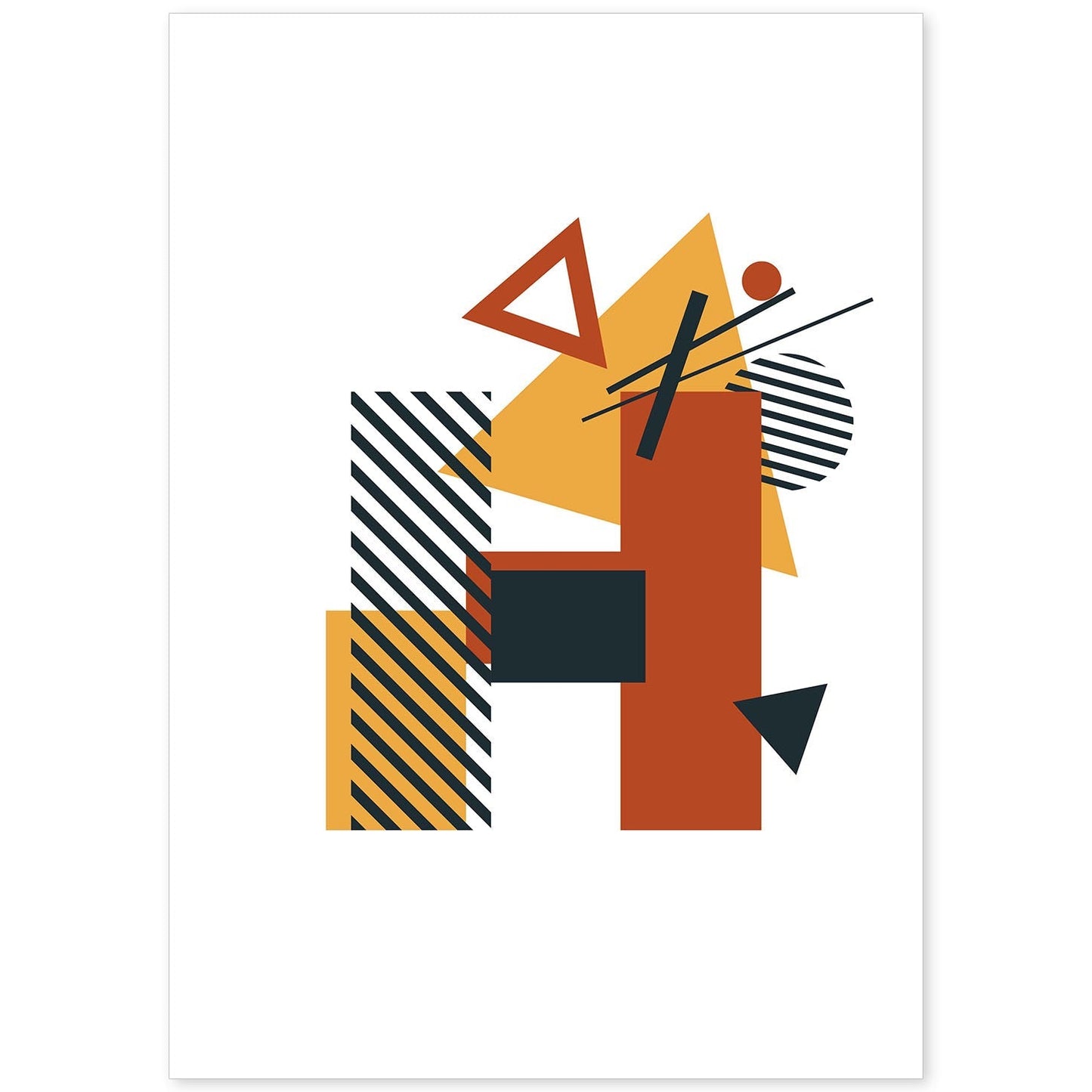 Poster de letra H. Lámina estilo Geometria con formas con imágenes del alfabeto.-Artwork-Nacnic-A4-Sin marco-Nacnic Estudio SL