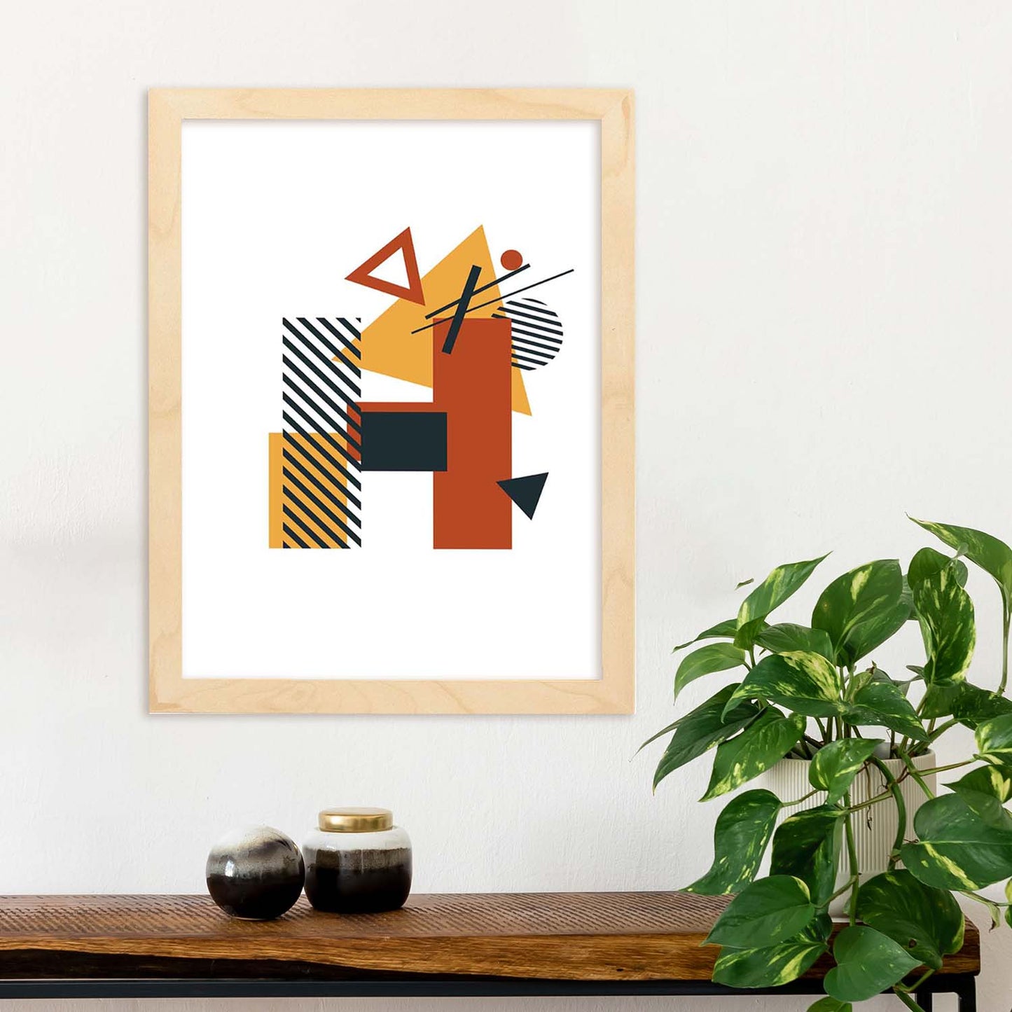 Poster de letra H. Lámina estilo Geometria con formas con imágenes del alfabeto.-Artwork-Nacnic-Nacnic Estudio SL