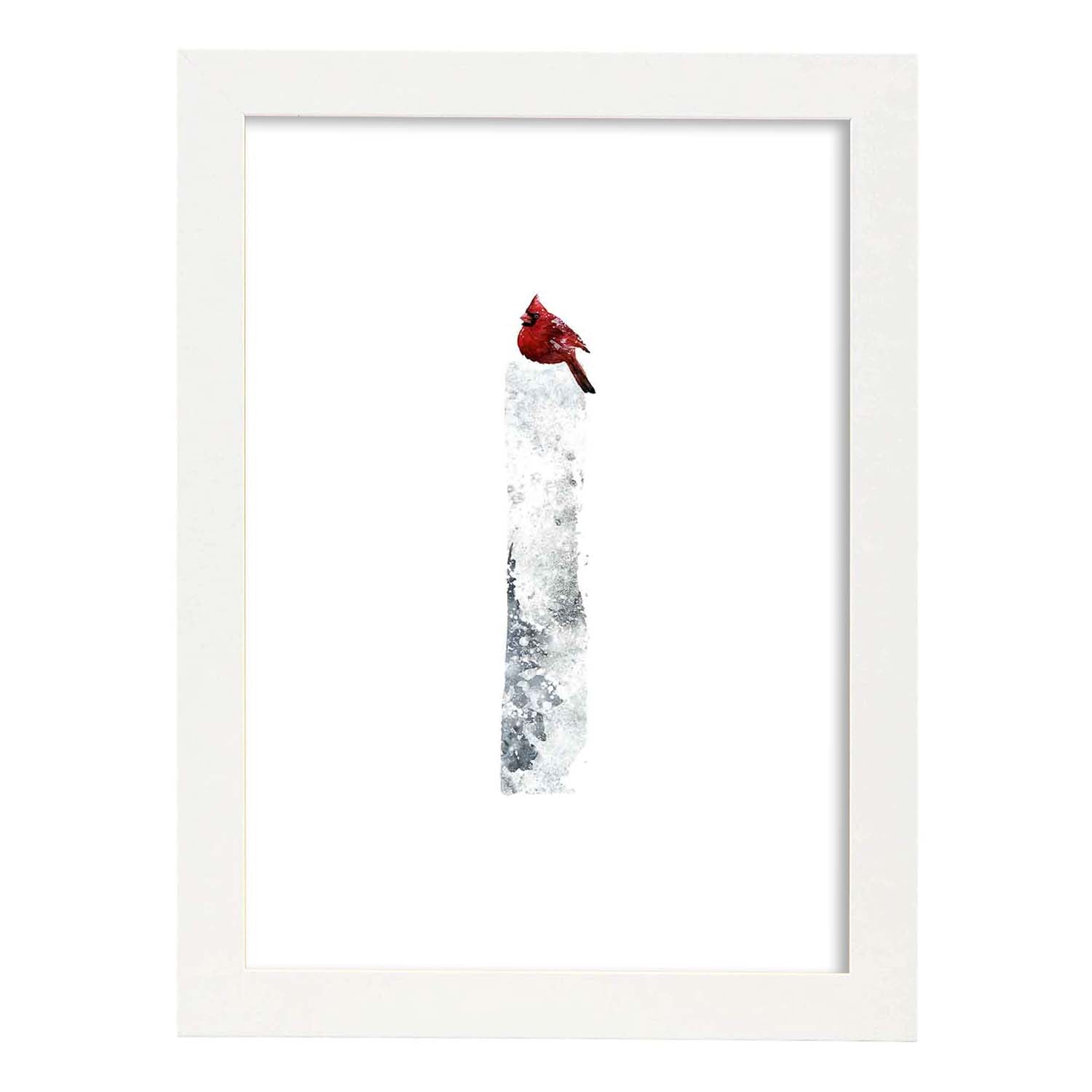 Poster de letra I. Lámina estilo Invierno con imágenes del alfabeto.-Artwork-Nacnic-A4-Marco Blanco-Nacnic Estudio SL