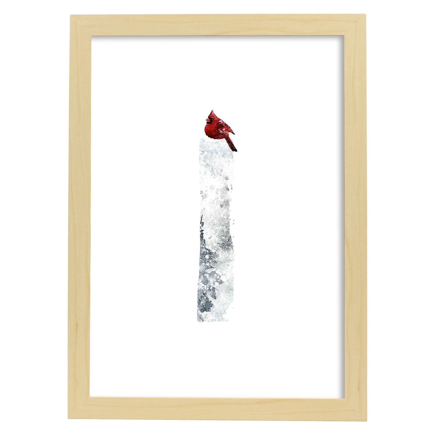 Poster de letra I. Lámina estilo Invierno con imágenes del alfabeto.-Artwork-Nacnic-A4-Marco Madera clara-Nacnic Estudio SL