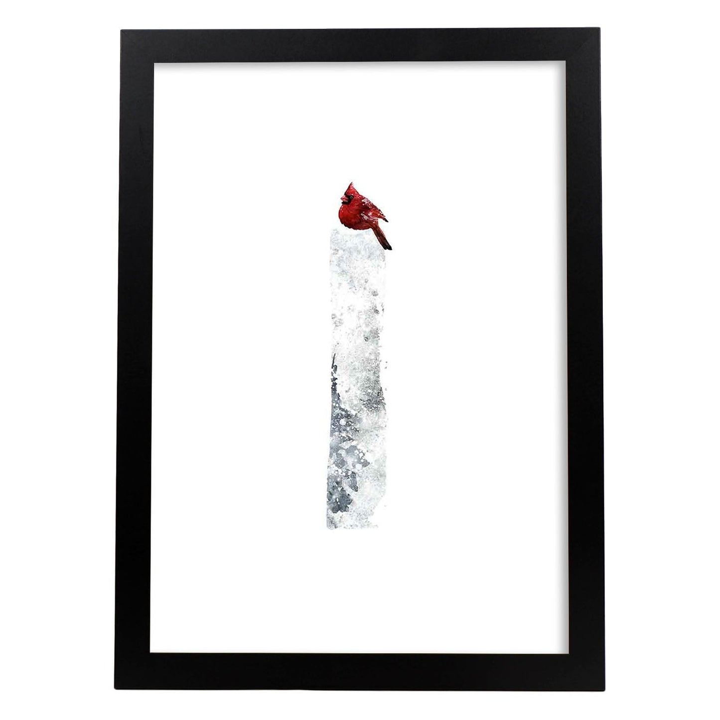 Poster de letra I. Lámina estilo Invierno con imágenes del alfabeto.-Artwork-Nacnic-A4-Marco Negro-Nacnic Estudio SL