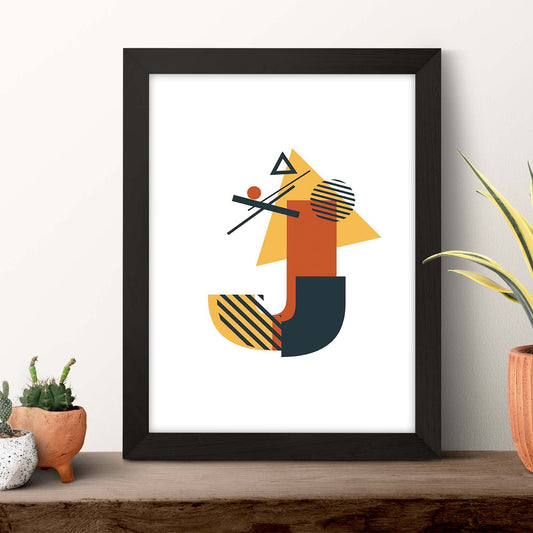 Poster de letra J. Lámina estilo Geometria con formas con imágenes del alfabeto.-Artwork-Nacnic-Nacnic Estudio SL