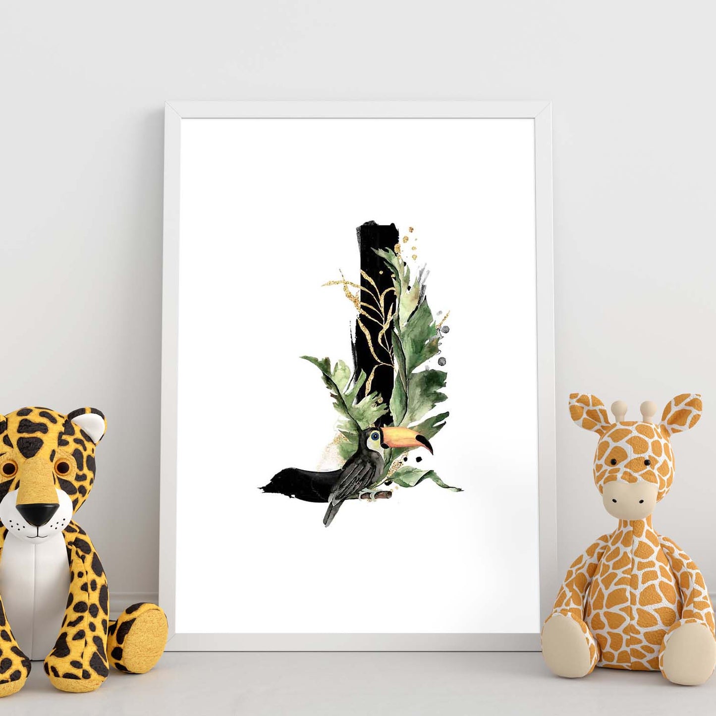 Poster de letra J. Lámina estilo Jungla Negra con imágenes del alfabeto.-Artwork-Nacnic-Nacnic Estudio SL