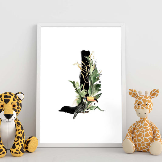 Poster de letra J. Lámina estilo Jungla Negra con imágenes del alfabeto.-Artwork-Nacnic-Nacnic Estudio SL