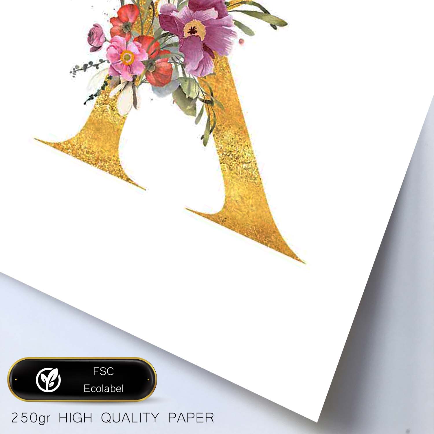 Poster de letra K. Lámina estilo Dorado Rosa con imágenes del alfabeto.-Artwork-Nacnic-Nacnic Estudio SL