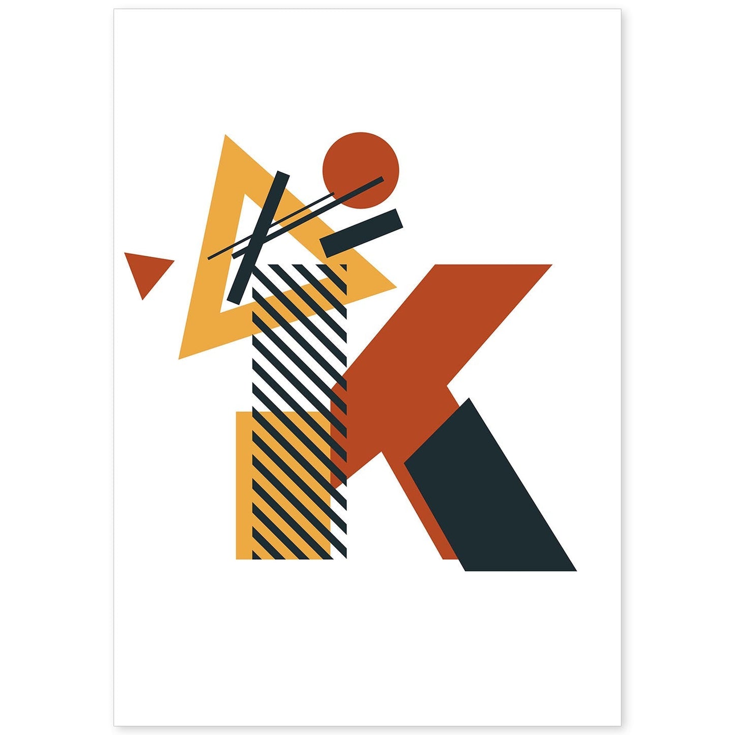 Poster de letra K. Lámina estilo Geometria con formas con imágenes del alfabeto.-Artwork-Nacnic-A4-Sin marco-Nacnic Estudio SL