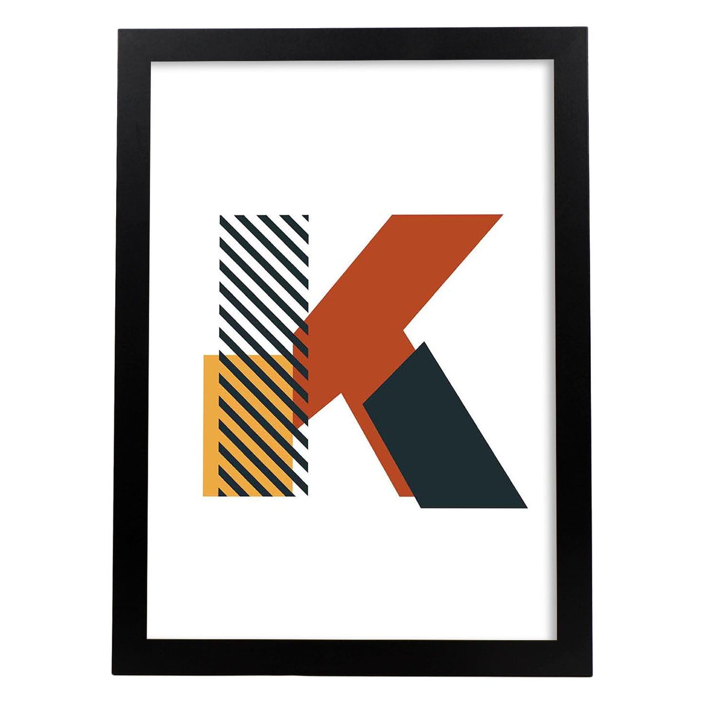 Poster de letra K. Lámina estilo Geometria con imágenes del alfabeto.-Artwork-Nacnic-A3-Marco Negro-Nacnic Estudio SL