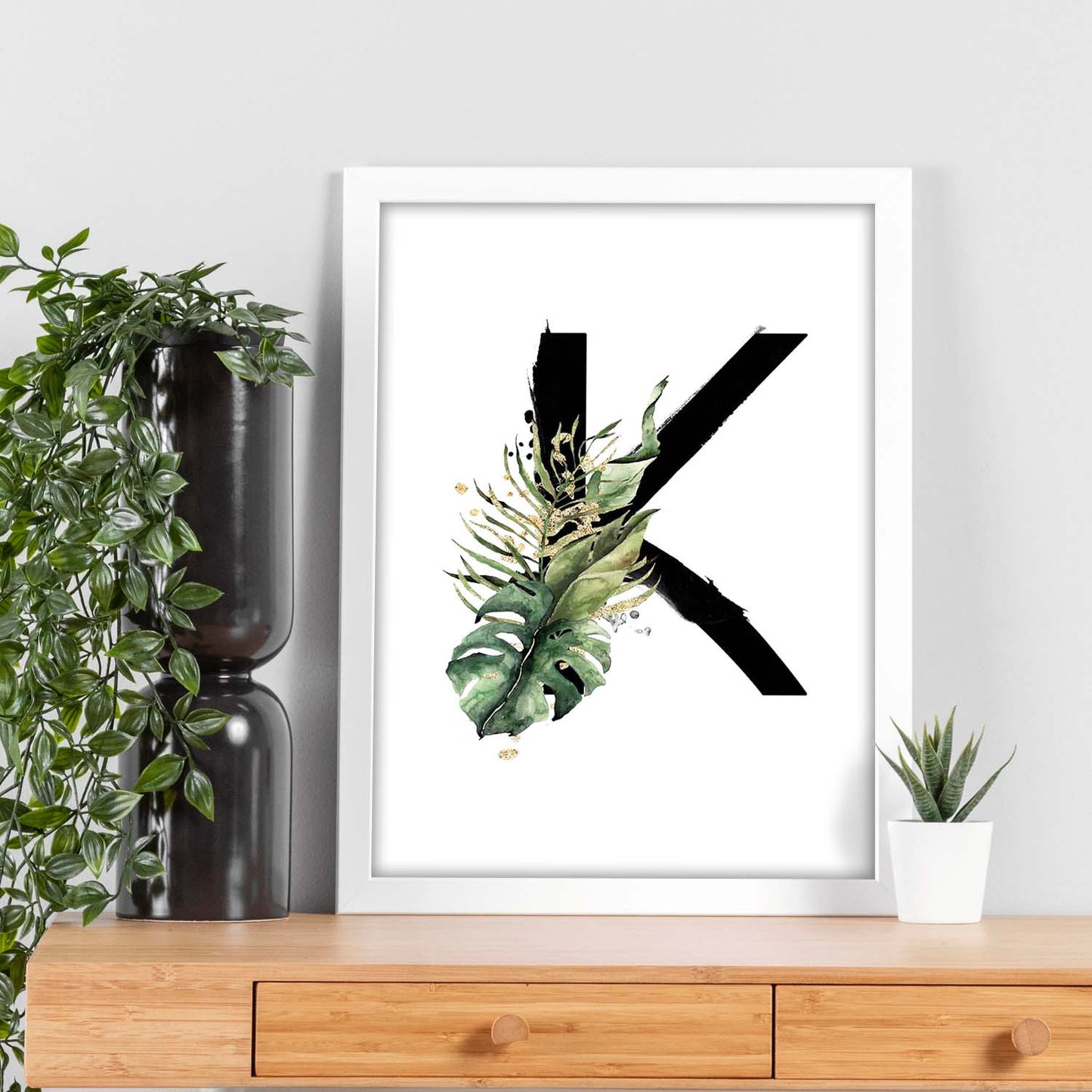 Poster de letra K. Lámina estilo Jungla Negra con imágenes del alfabeto.-Artwork-Nacnic-Nacnic Estudio SL