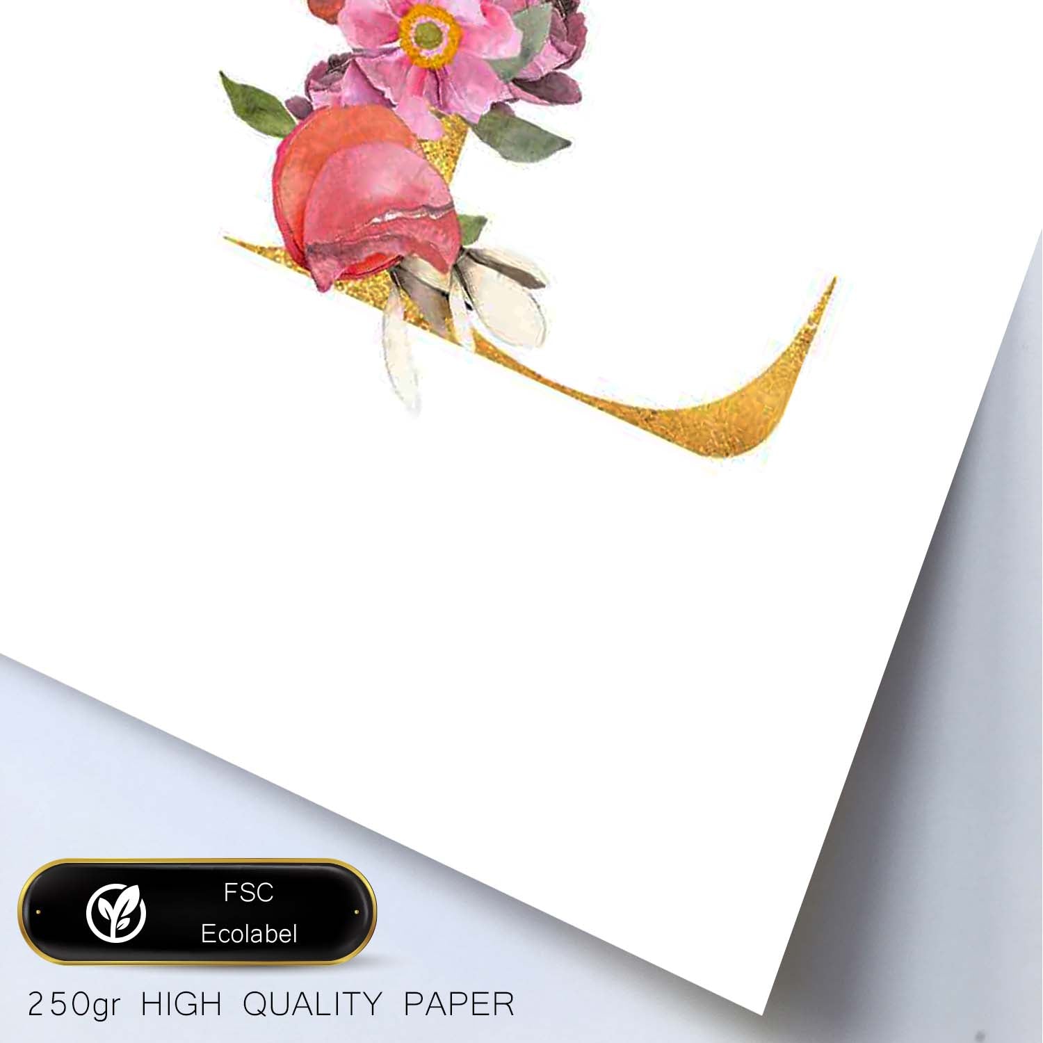 Poster de letra L. Lámina estilo Dorado Rosa con imágenes del alfabeto.-Artwork-Nacnic-Nacnic Estudio SL