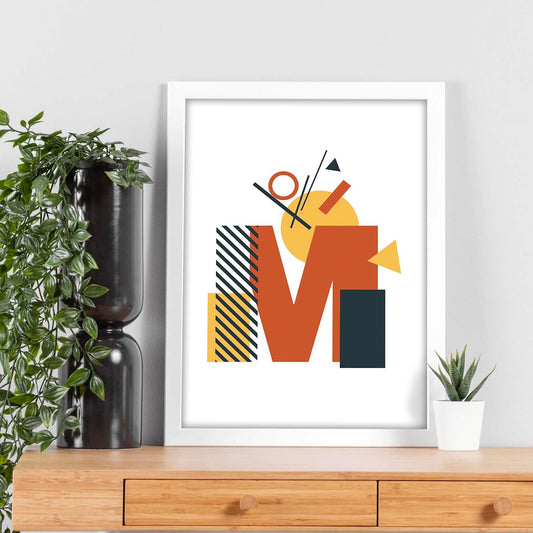 Poster de letra M. Lámina estilo Geometria con formas con imágenes del alfabeto.-Artwork-Nacnic-Nacnic Estudio SL