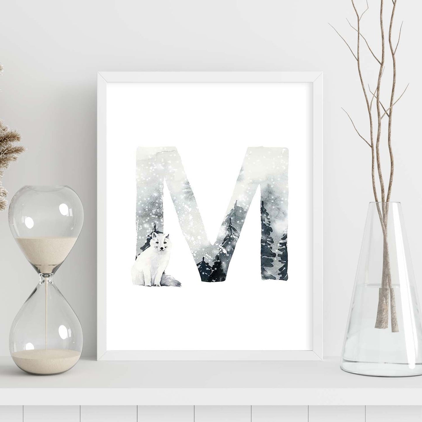 Poster de letra M. Lámina estilo Invierno con imágenes del alfabeto.-Artwork-Nacnic-Nacnic Estudio SL