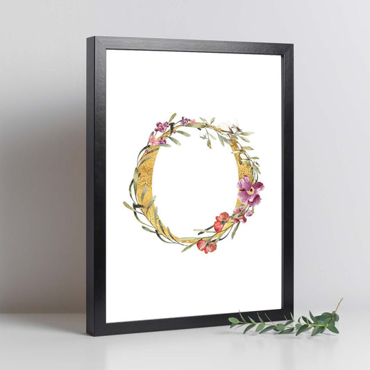 Poster de letra O. Lámina estilo Dorado Rosa con imágenes del alfabeto.-Artwork-Nacnic-Nacnic Estudio SL