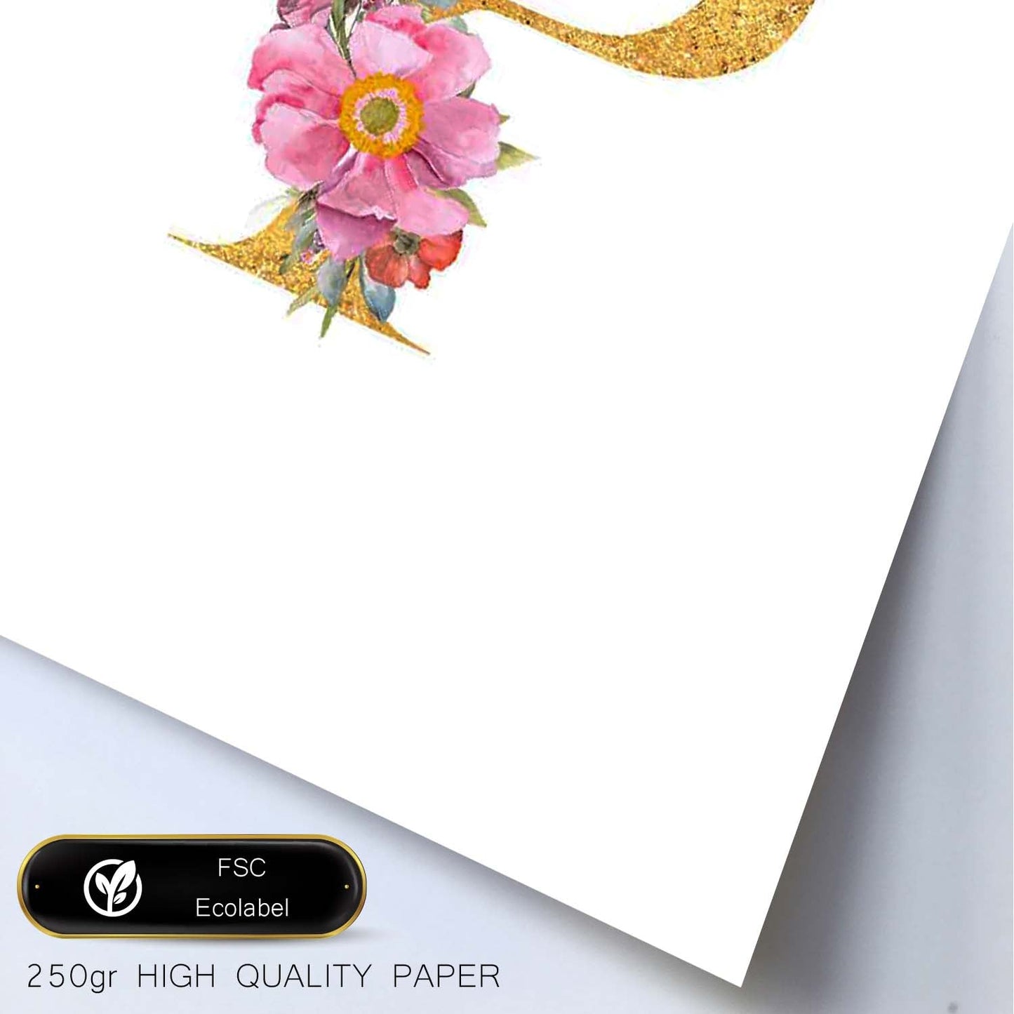 Poster de letra P. Lámina estilo Dorado Rosa con imágenes del alfabeto.-Artwork-Nacnic-Nacnic Estudio SL