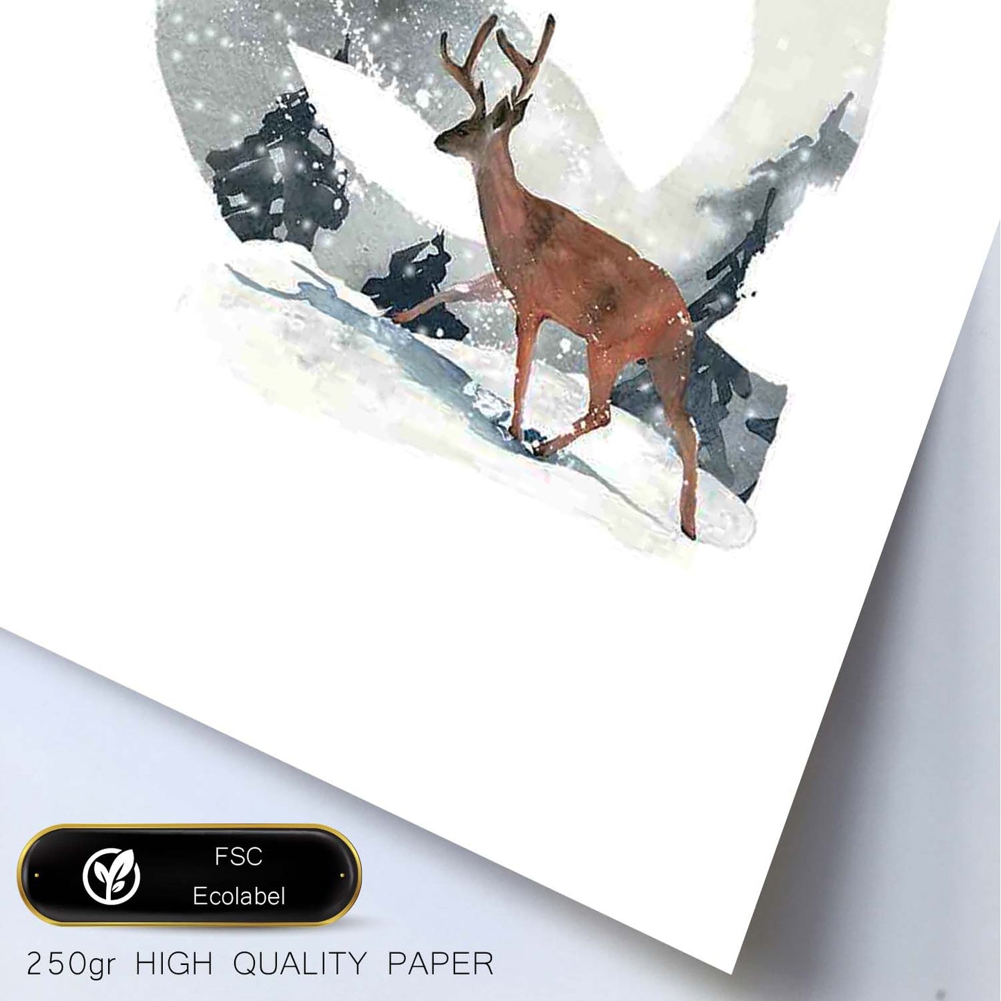Poster de letra Q. Lámina estilo Invierno con imágenes del alfabeto.-Artwork-Nacnic-Nacnic Estudio SL