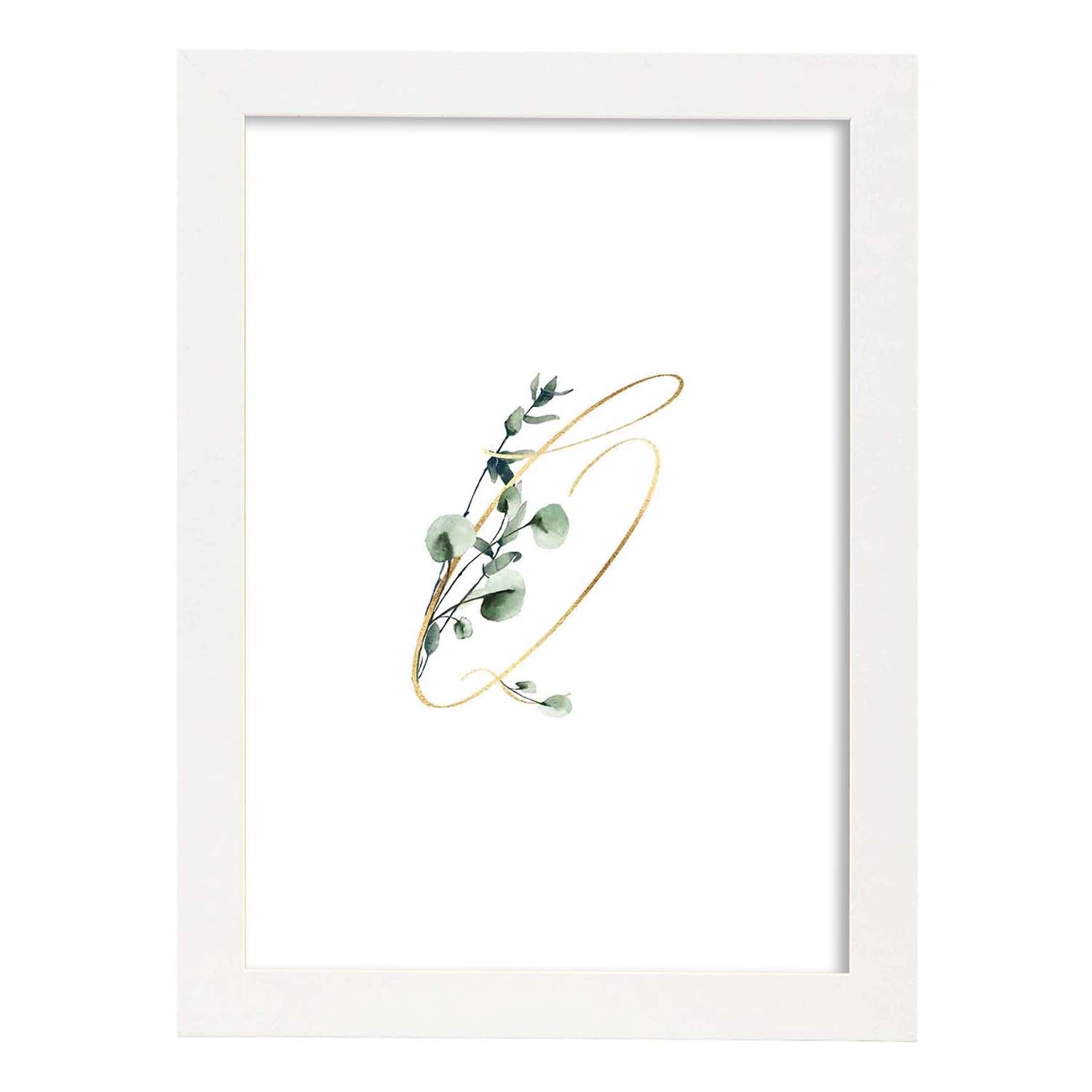 Poster de letra Q. Lámina estilo Verde Fino con imágenes del alfabeto.-Artwork-Nacnic-A3-Marco Blanco-Nacnic Estudio SL