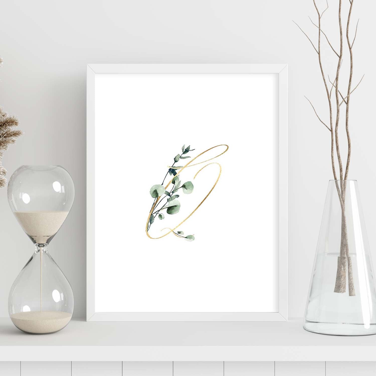 Poster de letra Q. Lámina estilo Verde Fino con imágenes del alfabeto.-Artwork-Nacnic-Nacnic Estudio SL