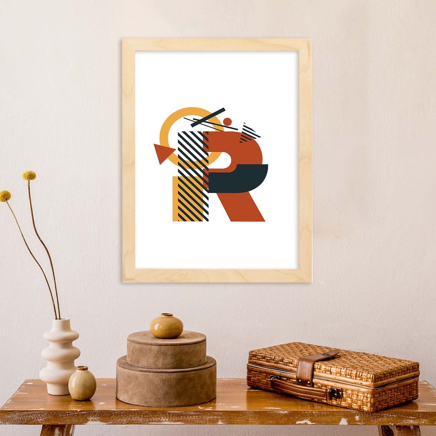 Poster de letra R. Lámina estilo Geometria con formas con imágenes del alfabeto.-Artwork-Nacnic-Nacnic Estudio SL