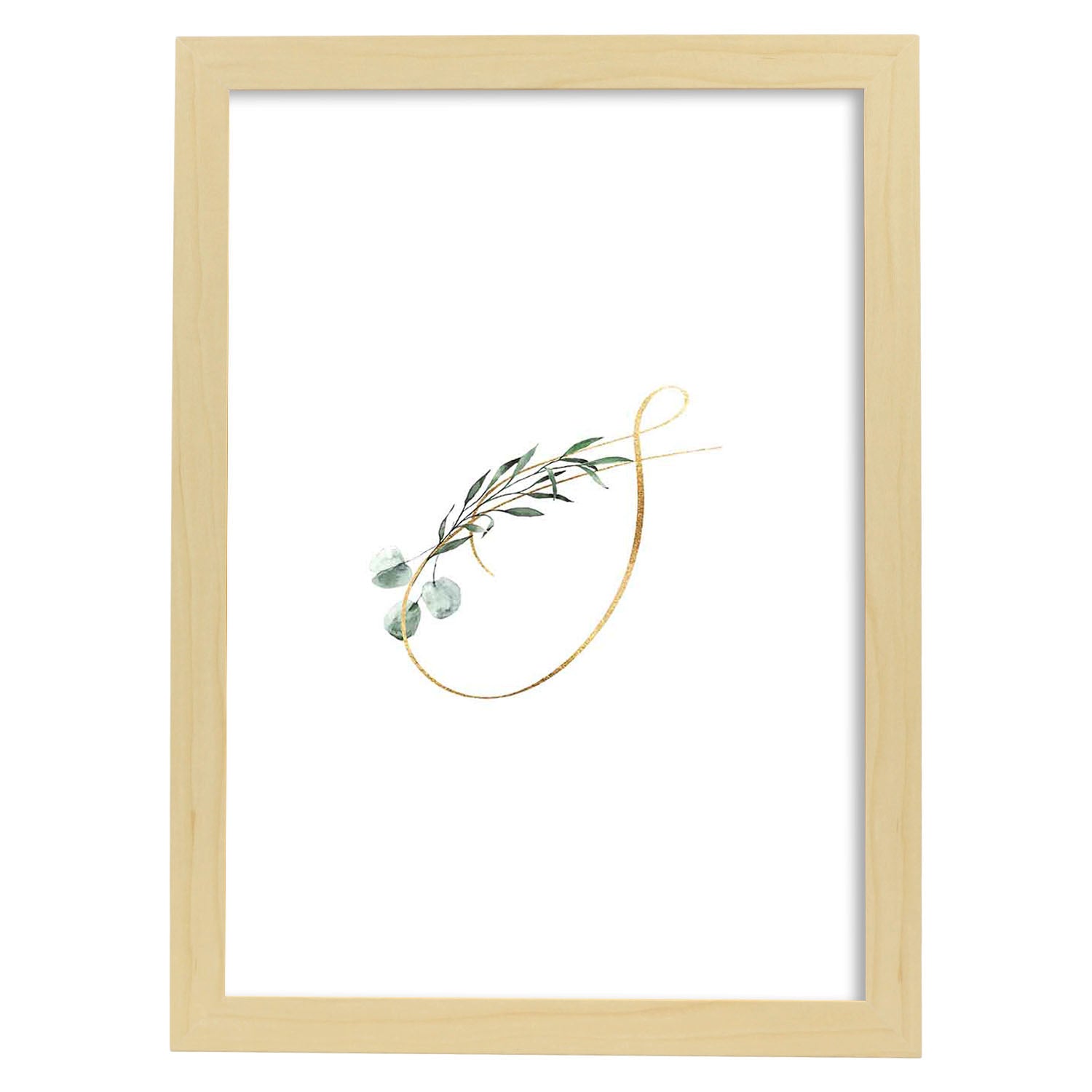 Poster de letra S. Lámina estilo Verde Fino con imágenes del alfabeto.-Artwork-Nacnic-A4-Marco Madera clara-Nacnic Estudio SL