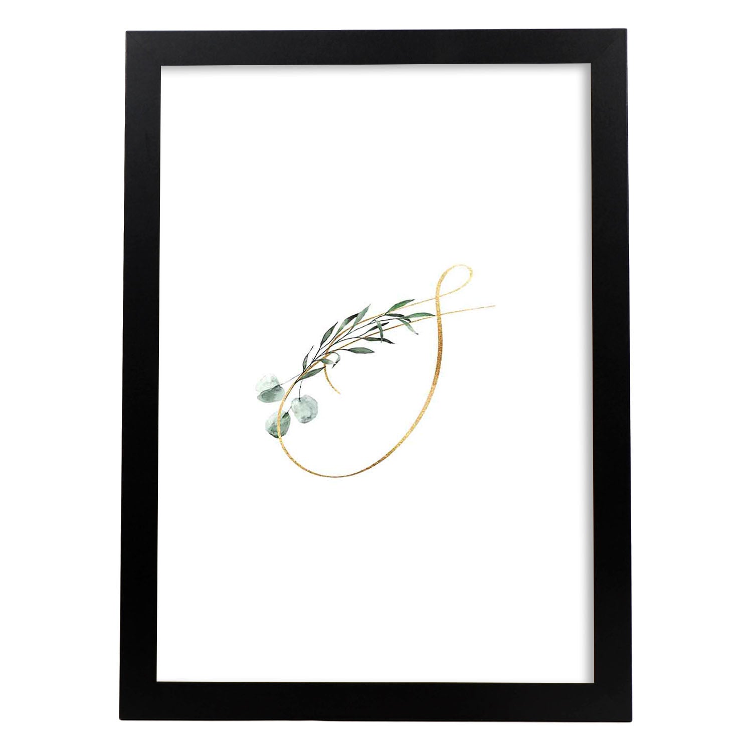 Poster de letra S. Lámina estilo Verde Fino con imágenes del alfabeto.-Artwork-Nacnic-A4-Marco Negro-Nacnic Estudio SL