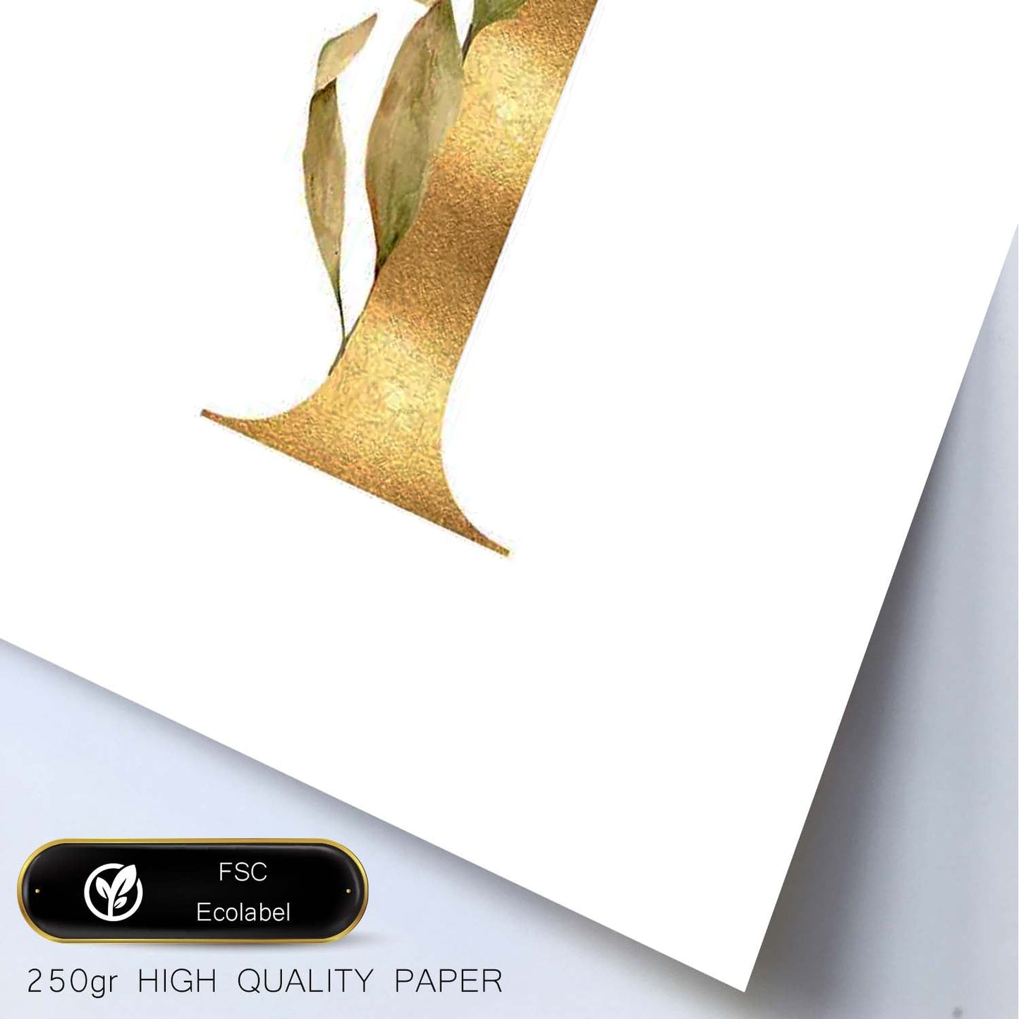 Poster de letra T. Lámina estilo Dorado Floral con imágenes del alfabeto.-Artwork-Nacnic-Nacnic Estudio SL