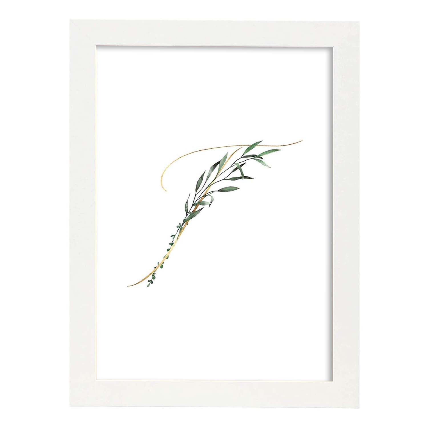 Poster de letra T. Lámina estilo Verde Fino con imágenes del alfabeto.-Artwork-Nacnic-A3-Marco Blanco-Nacnic Estudio SL