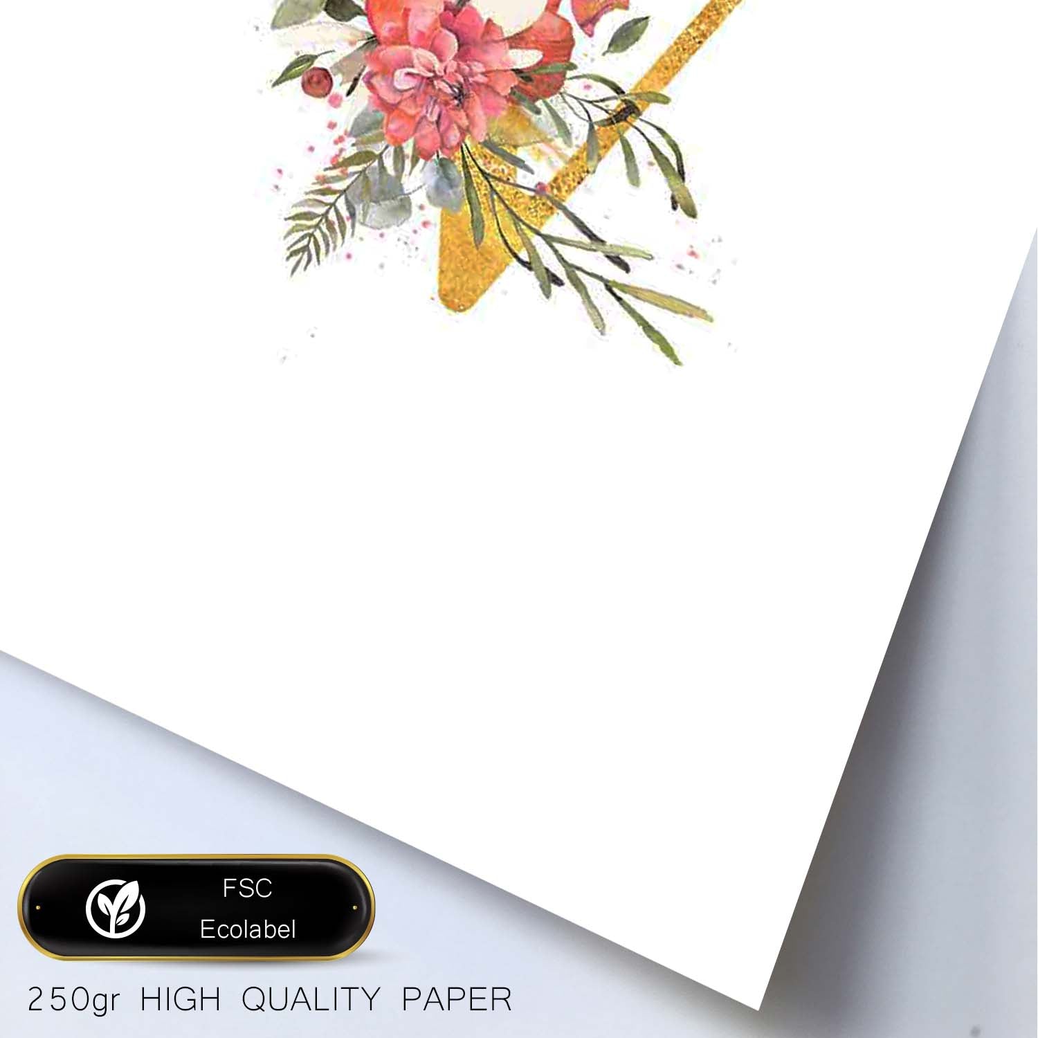 Poster de letra V. Lámina estilo Dorado Rosa con imágenes del alfabeto.-Artwork-Nacnic-Nacnic Estudio SL