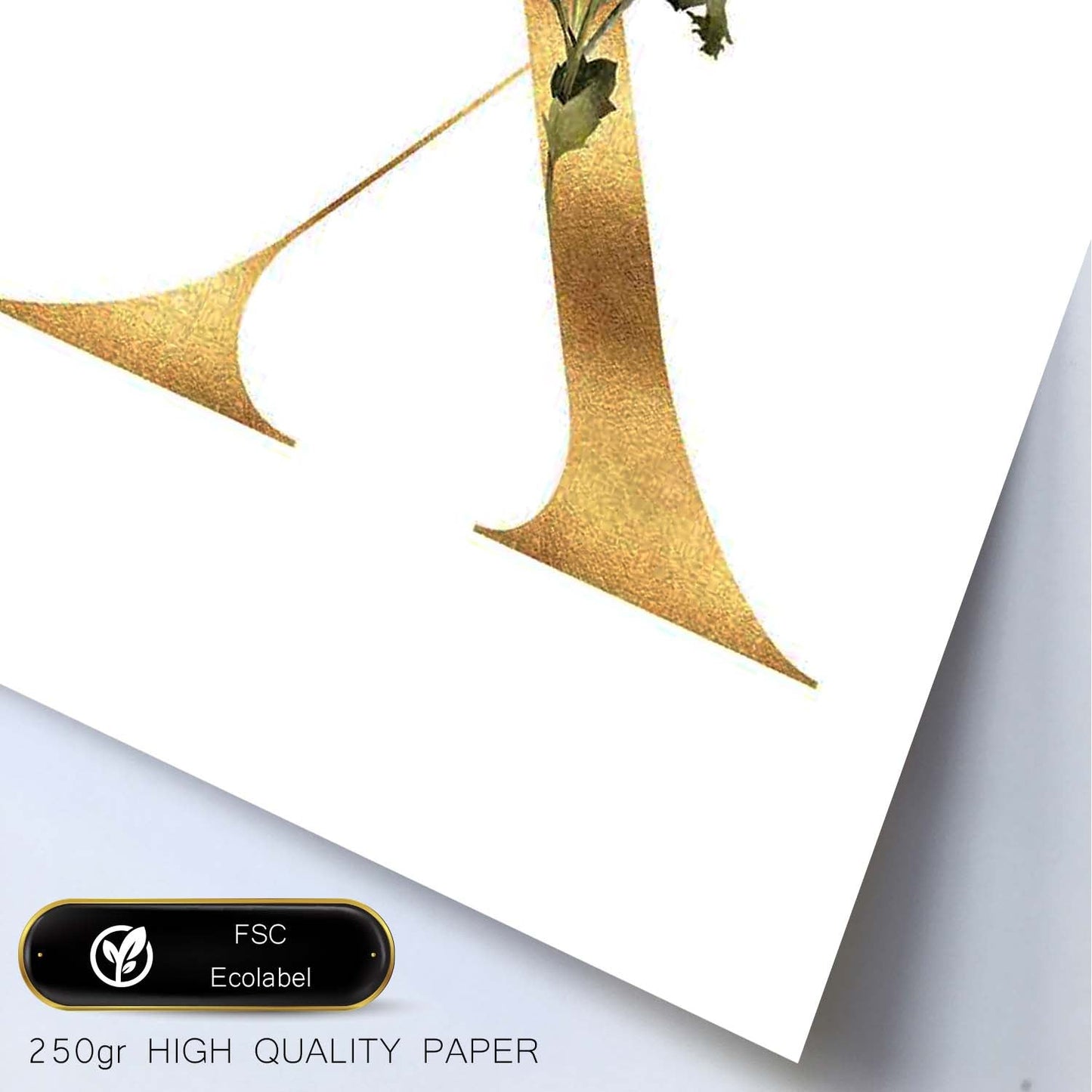 Poster de letra X. Lámina estilo Dorado Floral con imágenes del alfabeto.-Artwork-Nacnic-Nacnic Estudio SL