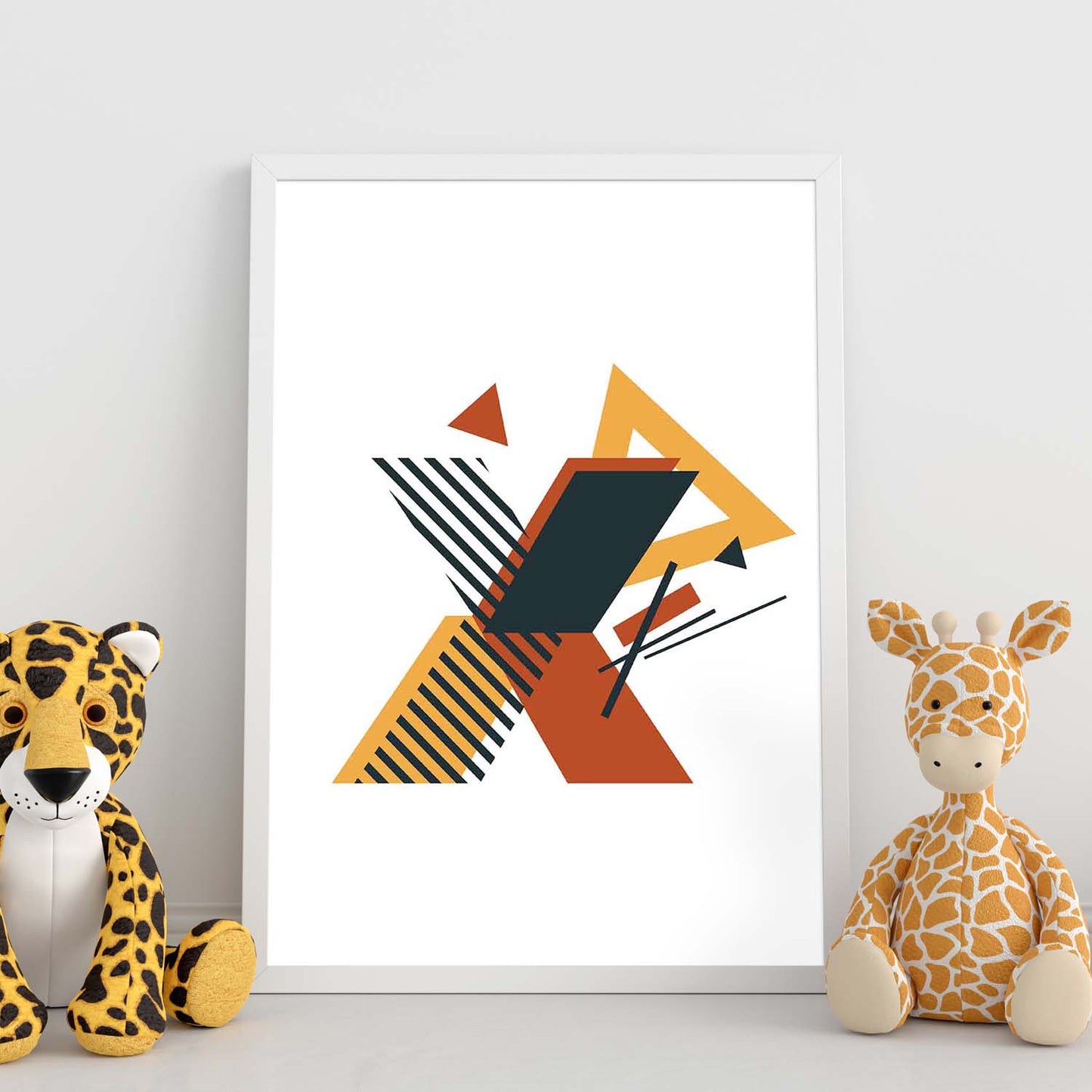 Poster de letra X. Lámina estilo Geometria con formas con imágenes del alfabeto.-Artwork-Nacnic-Nacnic Estudio SL