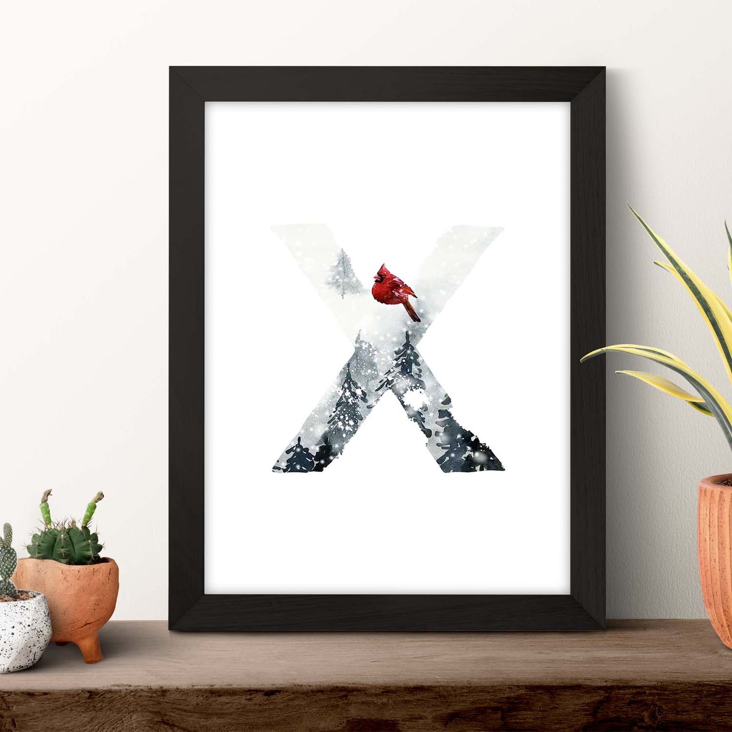 Poster de letra X. Lámina estilo Invierno con imágenes del alfabeto.-Artwork-Nacnic-Nacnic Estudio SL