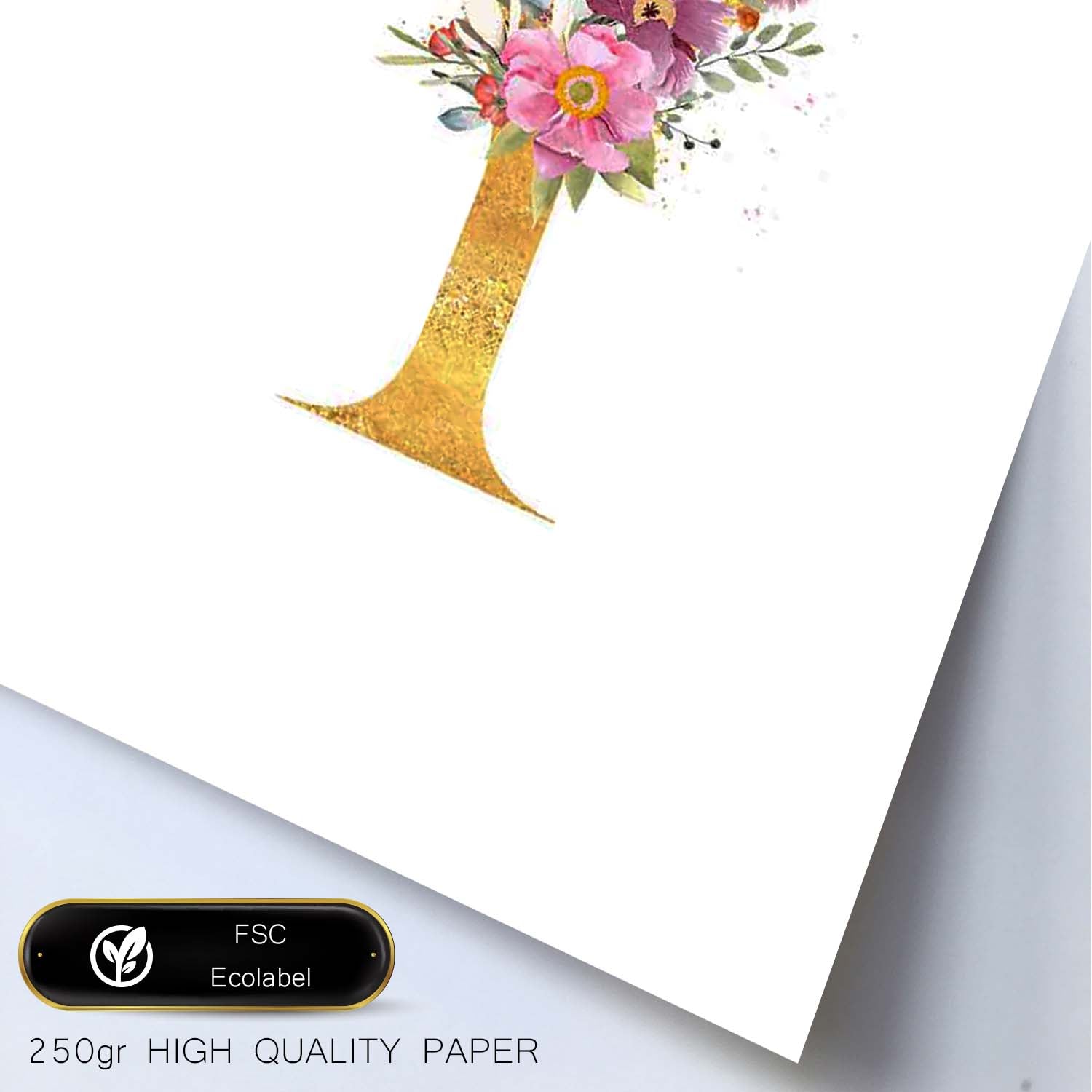 Poster de letra Y. Lámina estilo Dorado Rosa con imágenes del alfabeto.-Artwork-Nacnic-Nacnic Estudio SL