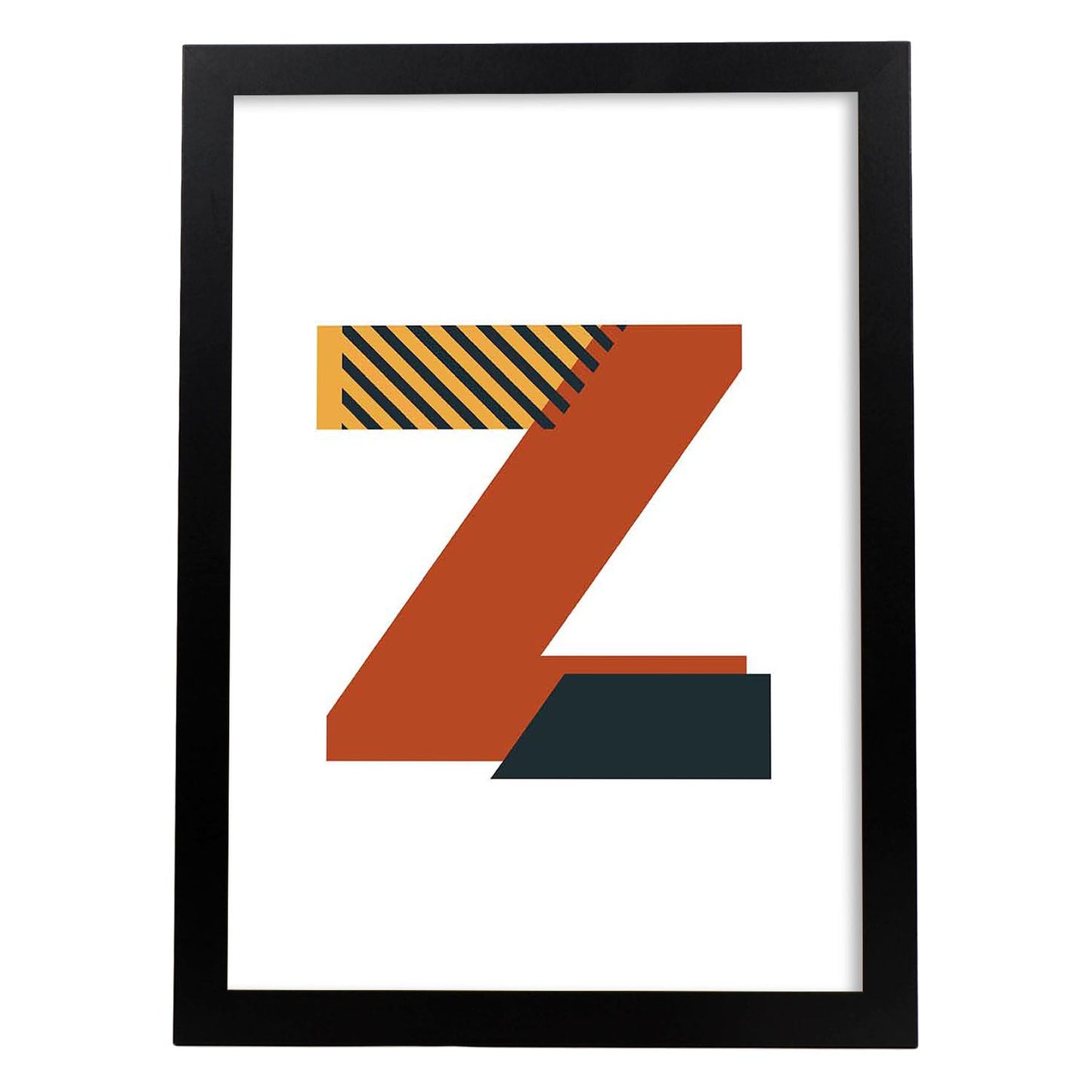 Poster de letra Z. Lámina estilo Geometria con imágenes del alfabeto.-Artwork-Nacnic-A3-Marco Negro-Nacnic Estudio SL