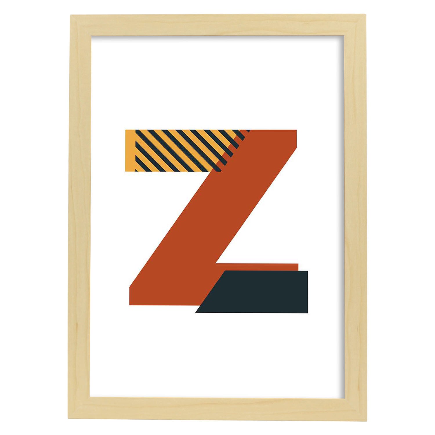 Poster de letra Z. Lámina estilo Geometria con imágenes del alfabeto.-Artwork-Nacnic-A4-Marco Madera clara-Nacnic Estudio SL