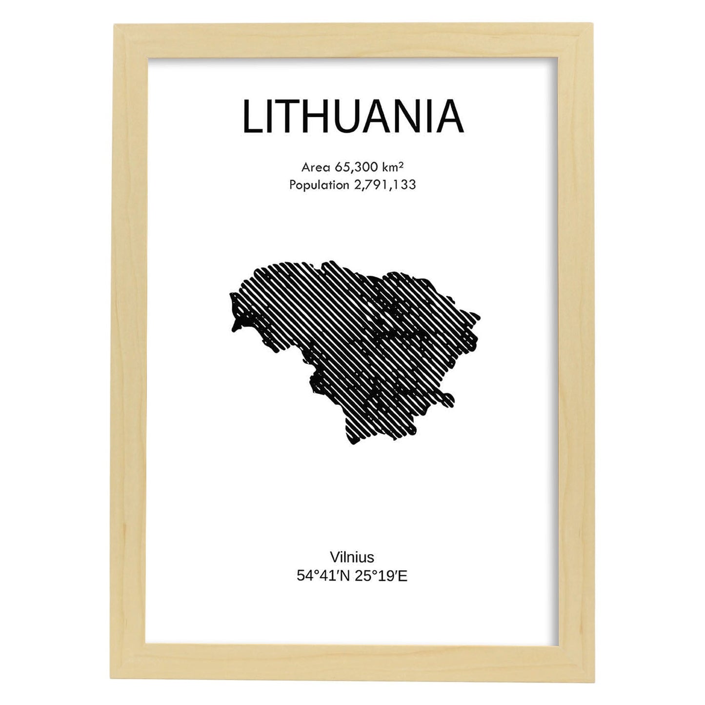 Poster de Lituania. Láminas de paises y continentes del mundo.-Artwork-Nacnic-A3-Marco Madera clara-Nacnic Estudio SL
