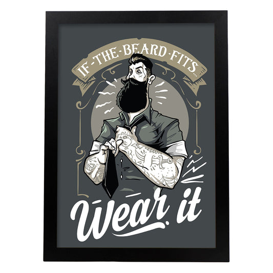 Poster de Lleva barba. Lámina decorativa de diseño.-Artwork-Nacnic-A4-Marco Negro-Nacnic Estudio SL